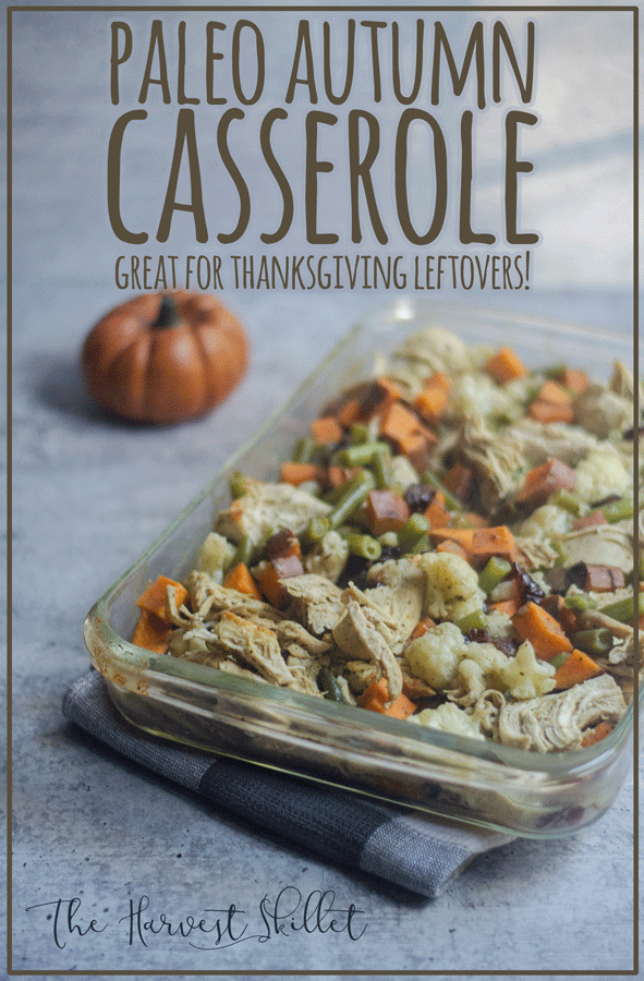 This paleo autumn casserole is a favorite for fall, and is a great way to serve Thanksgiving leftovers in a unique way! Dairy-free, gluten-free, nut-free. 