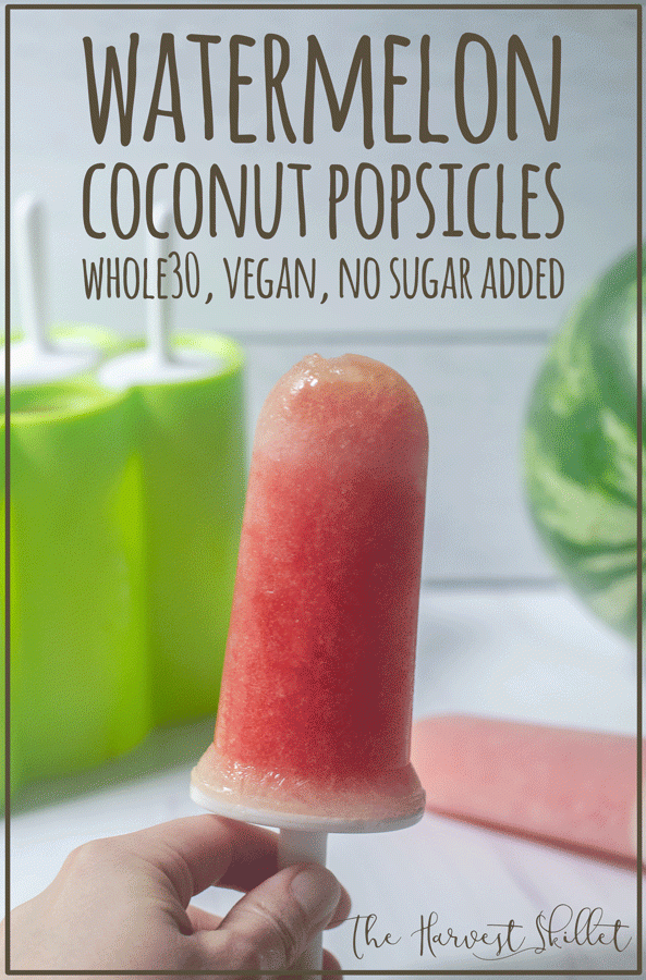 Watermelon coconut popsicles are perfect for any diet! No added sugar, Whole30, vegan. 