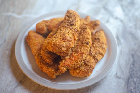 These air-fried chicken strips are a healthier alternative to deep-fried chicken, but just as juicy and crispy! They are also low-carb, paleo and Whole30.