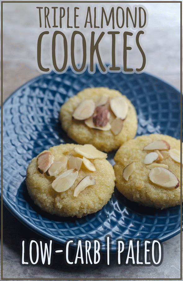 These triple almond cookies are a delicious treat for the holidays, or for anytime of year! Paleo, gluten-free, grain-free.