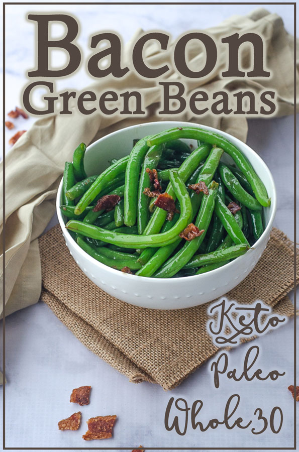 If you're looking for a delicious side dish for any meal ranging from a casual BBQ to a fancy Thanksgiving dinner, then these bacon green beans are perfect! Keto, Paleo, Whole30, gluten-free, grain-free, dairy-free. 