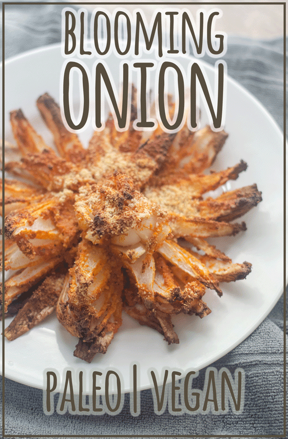 A delicious appetizer for special occasions, this air-fried blooming onion is a much healthier version of a favorite crunchy treat. Paleo, vegan, gluten-free.