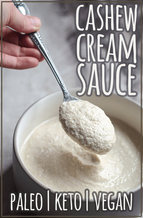 A simple and tasty vegan cashew cream sauce made with soaked raw cashews, lemon, salt and water. Perfect for every diet! Gluten-free, grain-free, dairy-free, vegan, vegetarian, Paleo, low-carb, ketogenic. 