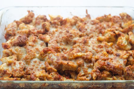 A super-cheesy and filling meal, this Chicken Parmesan Casserole is easy to make for any night of the week. Low-carb, gluten-free, grain-free.