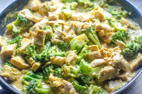 The perfect comforting dinner for cooler weather, this creamy pumpkin chicken with broccoli and sage will put a smile on your face! Paleo, Whole30, dairy-free., low-carb.