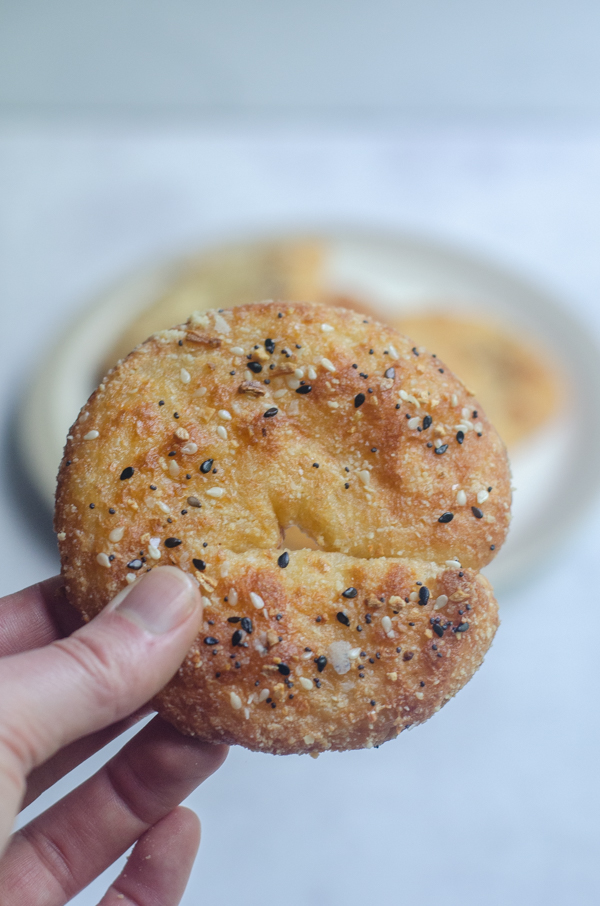 Low-carb everything bagels are one of my favorite easy breakfasts that can be prepped ahead and enjoyed all week! Paleo, gluten-free, grain-free, dairy-free.