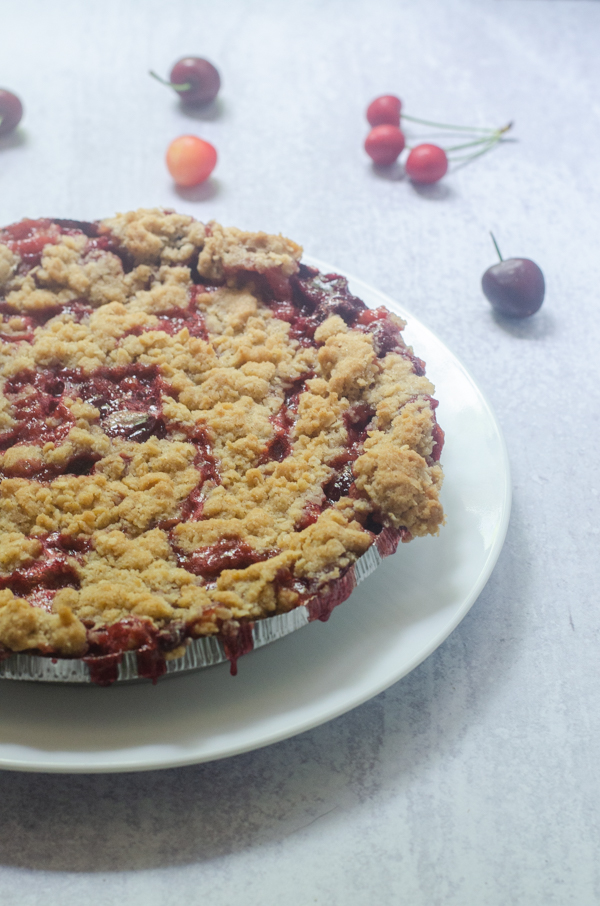 If you're looking for an INCREDIBLE gluten-free cherry pie with crumb topping, then you have come to the right place! This recipe is super quick and takes delicious to a whole new level. 