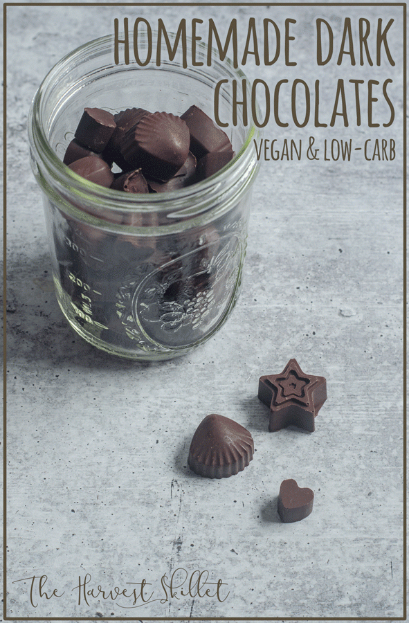 These homemade dark chocolates are rich, decadent and easily customizable! Add in your sweetener of choice, and some fruit or nuts and let it set in the fridge. Dairy-free, vegan, gluten-free, paleo.