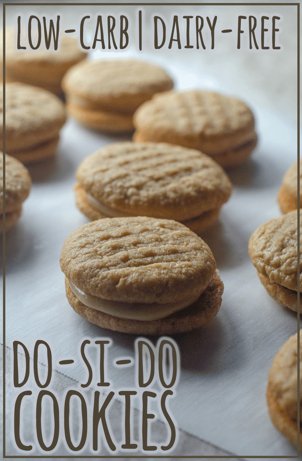 These low-carb do-si-do cookies are just like the ones the Girl Scouts sell, but they are free from tons of allergens! These are gluten-free, grain-free, dairy-free and sugar-free.