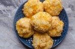 These gluten-free cheddar garlic biscuits are salty, crispy and soft and warm on the inside! Keto, low-carb, gluten-free, grain-free. 