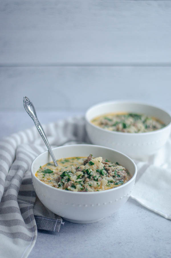 This low-carb zuppa toscana is a keto version of a favorite Olive Garden style soup! Paleo, dairy-free.