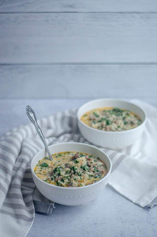 This low-carb zuppa toscana is a keto version of a favorite Olive Garden style soup! Paleo, dairy-free. 