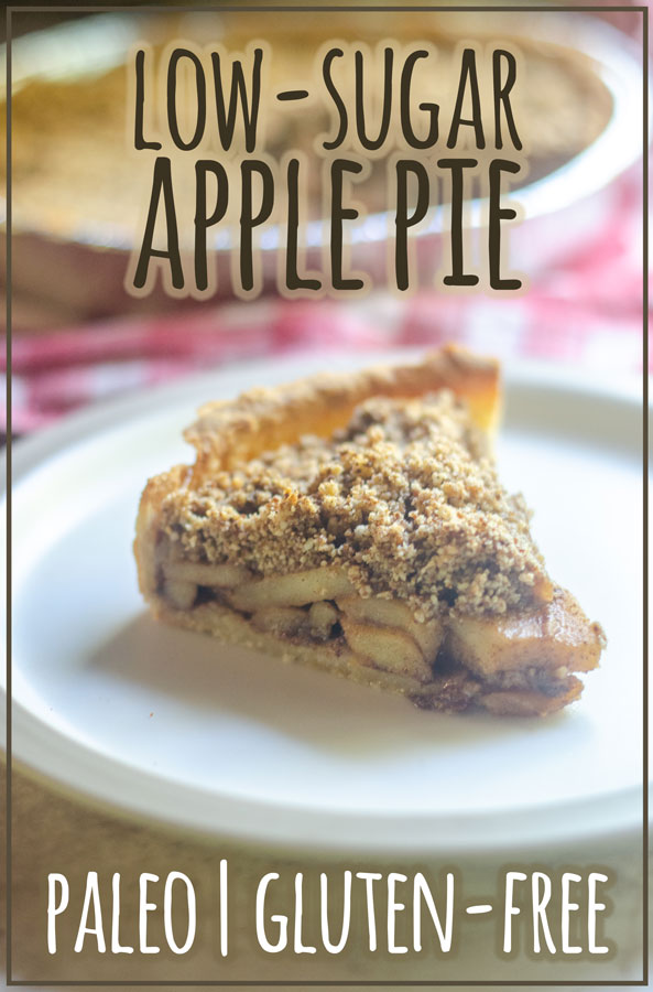 This low-sugar apple pie is completely gluten-free, grain-free and made with less sugar than the typical pie recipe would. Great for those trying to cut back on their refined-sugar consumption.