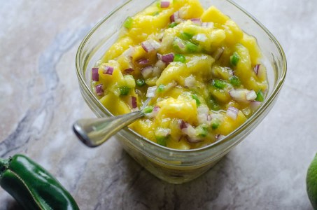 Looking for a delicious and sweet salsa to add to your Mexican dishes? This homemade mango salsa is sweet, tangy and easy to make! Paleo, Whole30, vegan.