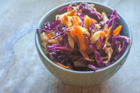 A delicious side dish, this apple cabbage slaw is tasty and super-simple to make! Paleo, Whole30, dairy-free, gluten-free., vegan