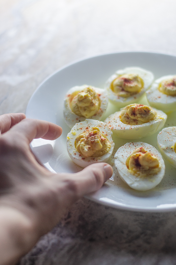 This healthy deviled egg recipe will please everyone at get-togethers! By switching just a few ingredients around, you can have keto, paleo and Whole30 friendly deviled eggs! 