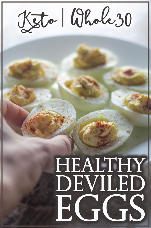 This healthy deviled egg recipe will please everyone at get-togethers! By switching just a few ingredients around, you can have keto, paleo and Whole30 friendly deviled eggs! 