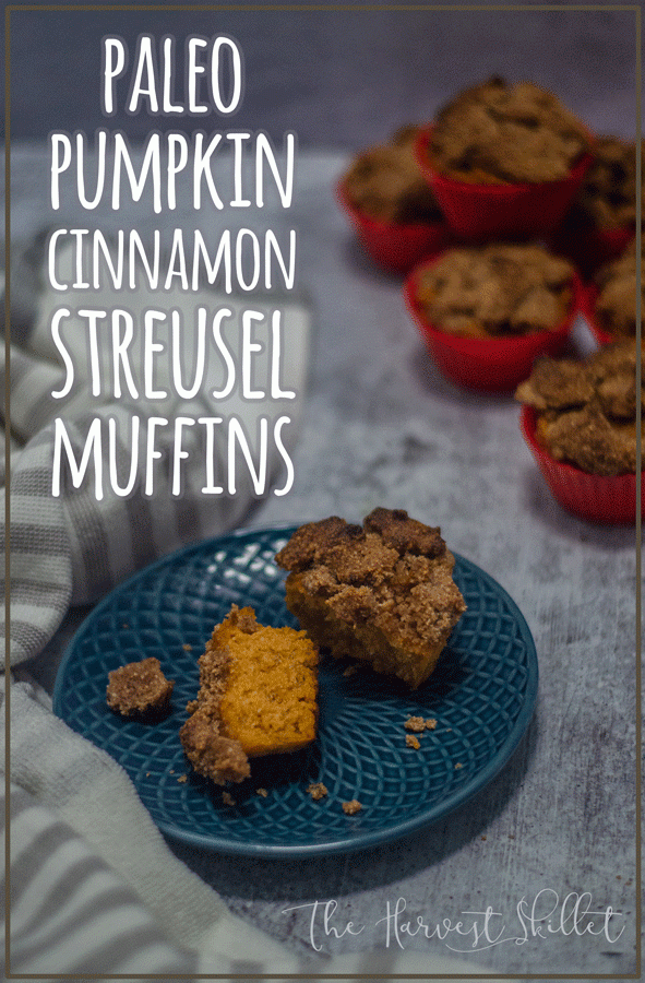 Pumpkin cinnamon streusel muffins are delicious for a cozy fall morning. Enjoy with your favorite pumpkin spice latte! Gluten-free, grain-free, paleo.