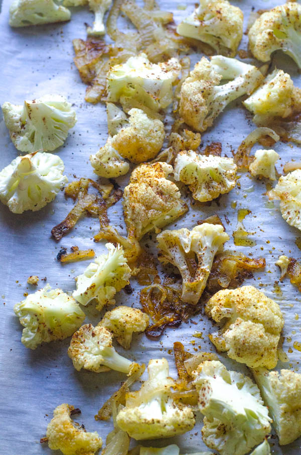 This super-tasty seasoned cauliflower with caramelized onions makes the perfect dinner side dish! Low-carb, paleo, Whole30, dairy-free, vegan. 