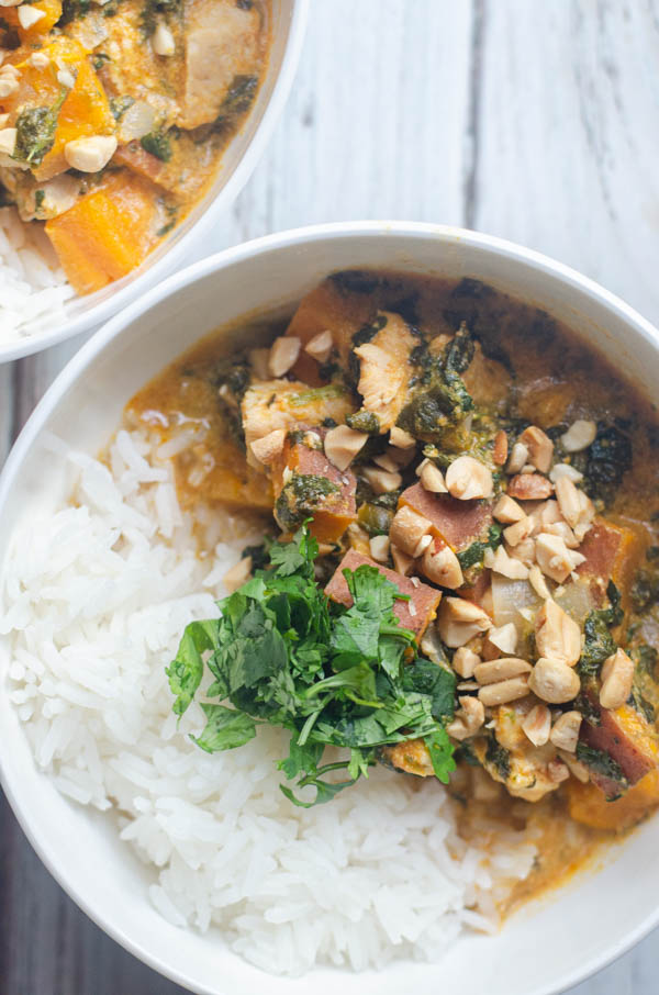 A delightful dinner recipe, this thai sweet potato chicken curry is simple and filling! Paleo, Whole30, dairy-free. 