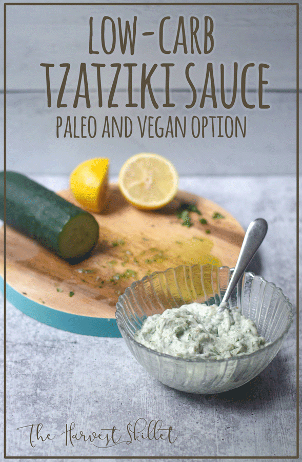 This low-carb tzatziki sauce is a delicious accompaniment to your favorite Greek meal! Keto, with a dairy-free, paleo and vegan option.