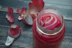 These quick-pickled red onions will add some zing to your typical bland recipes. No heating or fermenting required. Gluten-free, grain-free, dairy-free, ketogenic, low-carb, Paleo, vegan, vegetarian.