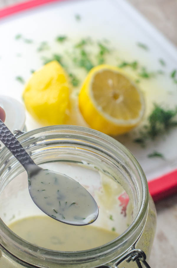 Interested in a Whole30 ranch dressing recipe? This one is creamy, herby and delicious! Low-carb, dairy-free, paleo.