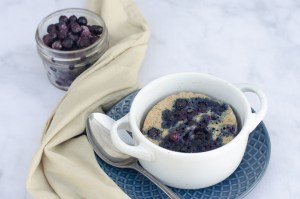 This delicious wild blueberry mug cake is made in just under 5 minutes from start to finish! Low-carb, ketogenic, paleo, sugar-free, vegetarian.